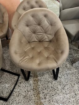 NOVÉ 6x béžové křesílka-židle vintage kov podnož - 3