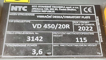 Vibrační deska NTC VD 450/20R jako nová - 3