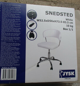 Dvě bílé kancelářské židle Snedsted a posilovací židlička - 3