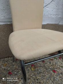Designové židle semišové, krémová barva - 4 ks - 3