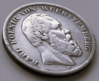 Německo, 5 marka, pamětní medaile, Karel, král Württemberský - 3