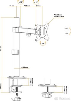 Prodám držák monitoru AlzaErgo Arm SE10 Pylon - 3