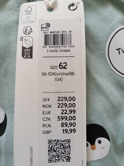 Pyžamo overal tučňák Lindex, vel. 56,62 - 3