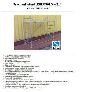 Pracovní věž / lešení Eurosolo-S1 (pojízdné) - NOVÉ - 3