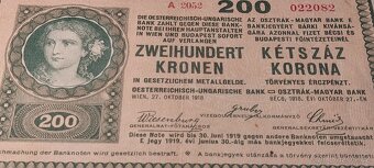 200 KRONEN ROKU 1918 SÉRIE A 2052 EXTRA VZÁCNÁ BANKOVKA - 3