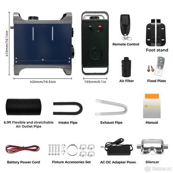 Naftové topení 8kW,  12-24-230V, auto START/STOP, bluetooth - 3