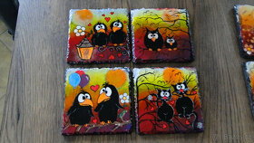 Ručně malované břidlicové podtácky a kamínky - 3