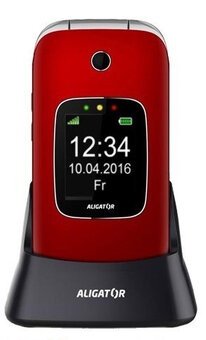 Aligator V650 Senior, červená-stříbrná + nabíjecí stojánek - 3