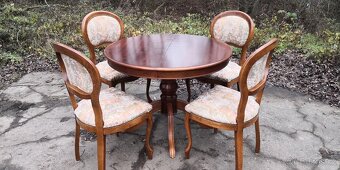 Masivní rozkládací stůl + 4x starožitné židle - 3