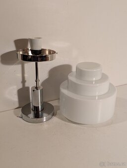 Art Deco lustr z niklované mosazi, dobové stínidlo - 3