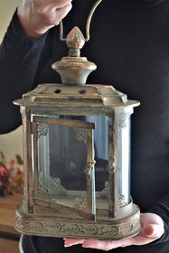 Rustikální kovová lucerna 33 cm - měděná patina - 3