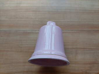 Retro starý zvonek zvoneček růžový s květinami, antik- SLEVA - 3