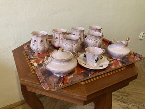 Zlacený růžový porcelán - 3