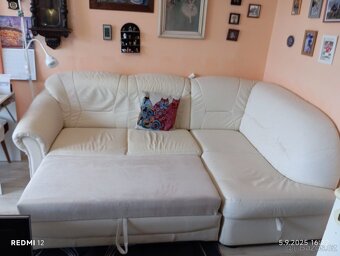 Rohová rozkládací sedačka - pravá kůže - 3