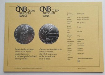 200 Kč 1994 - Koněspřežná tramvaj v Brně Proof, etue, cert. - 3