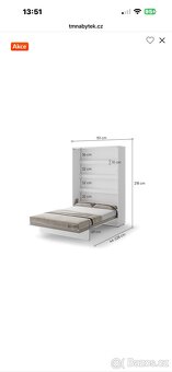 Sklápěcí postel 140 cm matrace - 3