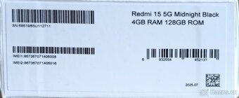 Xiaomi Redmi 15 5G Midnigh Black
4GB RAM 128GB R - 3