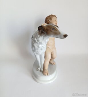 Porcelánová figurka puttiho a barzoje - Rosenthal - Německo - 3