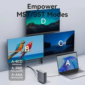 Dokovací stanice 15 v 1 USB C HUB MST Vertikální USB top - 3
