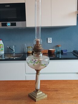 STAROŽITNÁ RUČNĚ MALOVANÁ PETROLEJKA SECESE/ART DECO FRANCE - 3