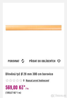 Dřevěná tyč 300cm borovice 4ks - 3
