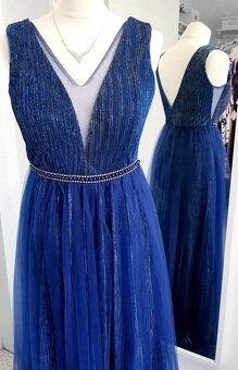 L-XL NOVÉ plesové šaty MODRÉ - 3