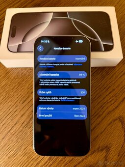 IPHONE 16 PRO 256GB BÍLÝ TITAN TOP STAV - 3