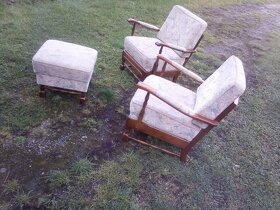 křesla a s taburetem starožitná - 3