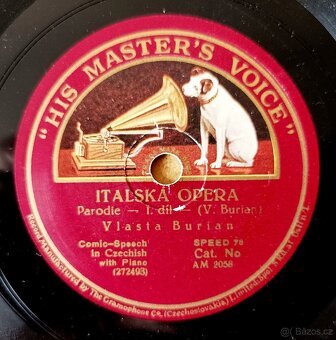 Vlasta Burian - stará šelaková gramodeska z roku 1929 - 3