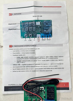 Regulátor teploty, termostat s dvojitým relé 12V - 3