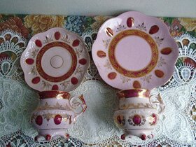 Růžový porcelán zlacené šapó. - 3