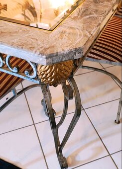 Stůl jídelní velký a 6 židlí - deska mramor - 3