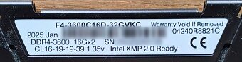 32 GB (2x16 GB) DDR4 3600 MHz CL 16 - 3
