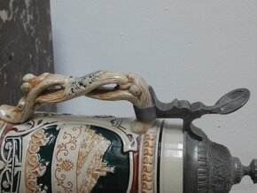 Historický cyklistický kameninový korbel - bier stein - 3