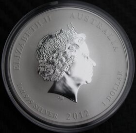 1 oz Rok Draka 2012 zlacený reliéf stříbrná mince - 3