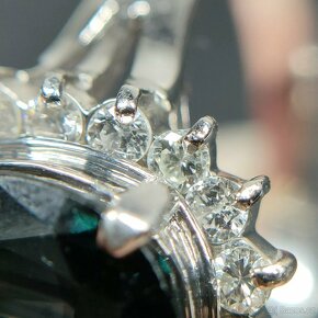 LUXUSNÍ PLATINOVÝ DIAMANTOVÝ PRSTEN SE SAFÍREM - 3
