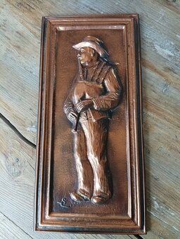 BRETAŇSKÝ DUDÁK - FRANCOUZSKÁ VINTAGE MĚDĚNÁ PLAKETA - 3