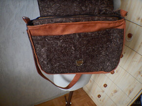 originální látková boho kabelka, hnědo- oranžová - 3