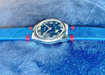 Československé mechanické vintage retro hodinky PRIM Modré - 3