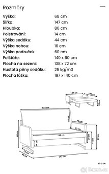 Designová rozkládací pohovka pro dvě osoby - 3