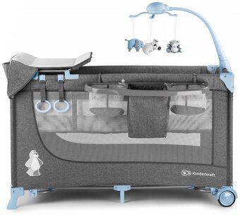 KINDERKRAFT Postýlka cestovní Joy s doplňky Blue - 3