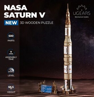 Prodám mechanické 3D puzzle rakety NASA Saturn V - 3