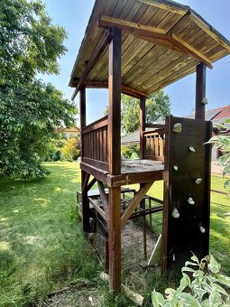 Dětský zahradní domek se skluzavkou a houpačkou - 3