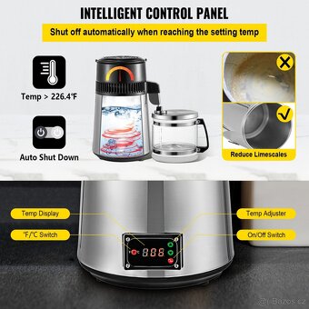 Nový nerezový destilátor vody s displejem - 4l, 750W - 3