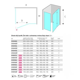 Prodám sprchový kout, Novea, obdélník, 120x90 cm, chrom ALU - 3