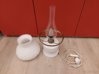 Retro stolní lampa z mléčného skla - 3