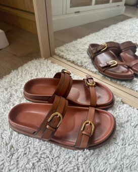 HNĚDÉ SANDÁLY - PANTOFLE ZARA - 3