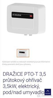 průtokový ohřívač 3,5kW, elektrický Dražice - 3
