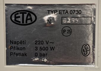 Průtokový ohřívač vody ETA - 3