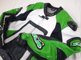 XLS GREEN dvojdielna pánska kožená moto kombinéza 52 L - 3
